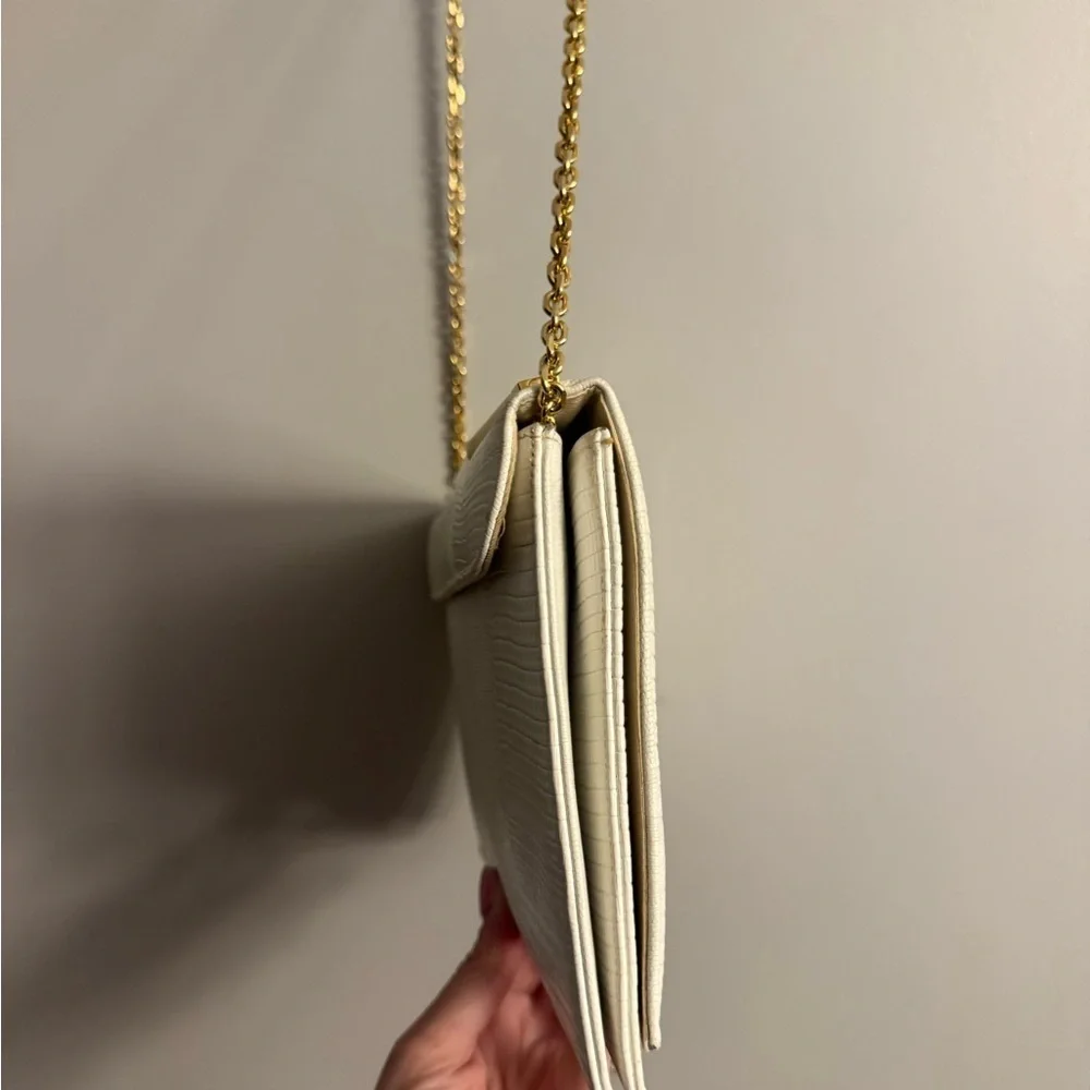 Vintage Crown by Garay Ivory Clutch Gold Chain Evening Bag 1950s 1960s